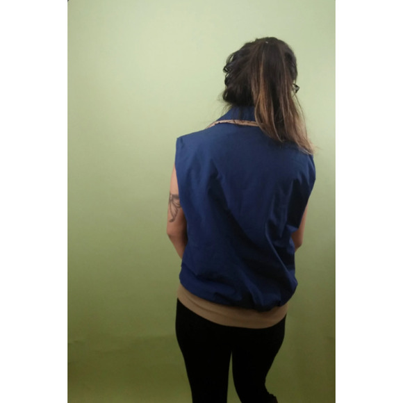 Unisex Reversible POCKET Vest - Tan and Blue - Vintage 70's Outdoor Vest - Picture 6 of 6